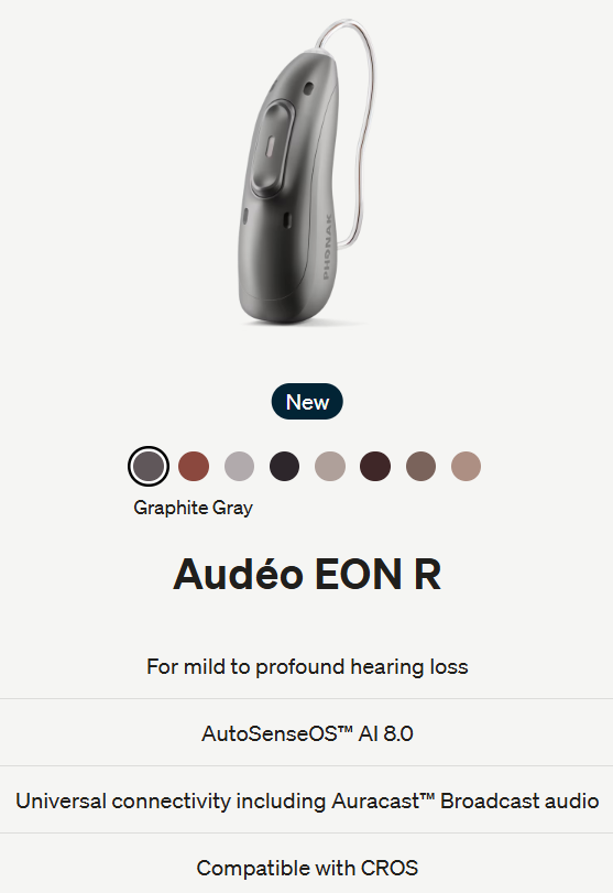 Phonak Audéo EON R hearing aid in graphite grey