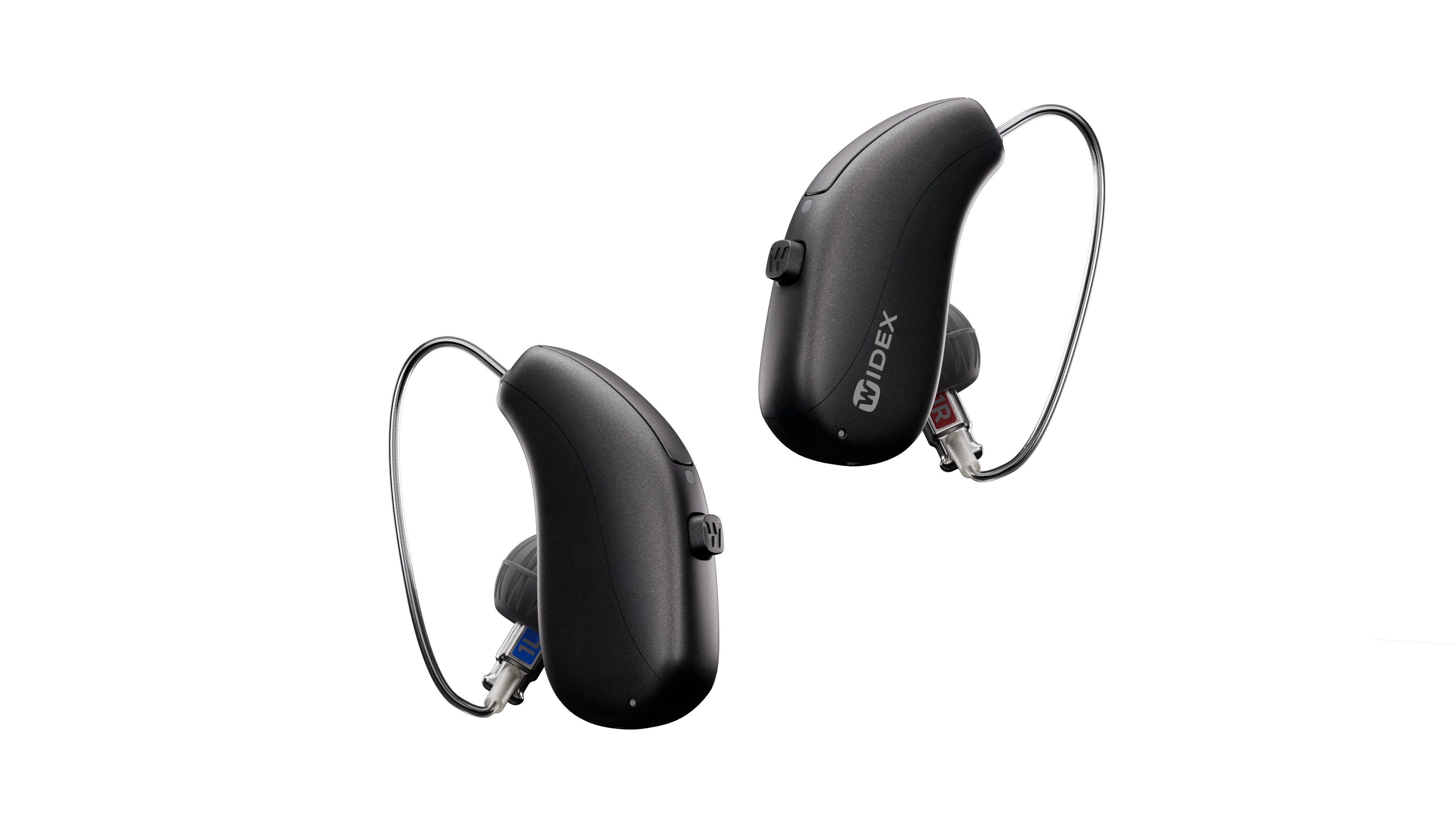 Widex Allure AI RIC (receiver-in-canal) hearing aid in Tech Black