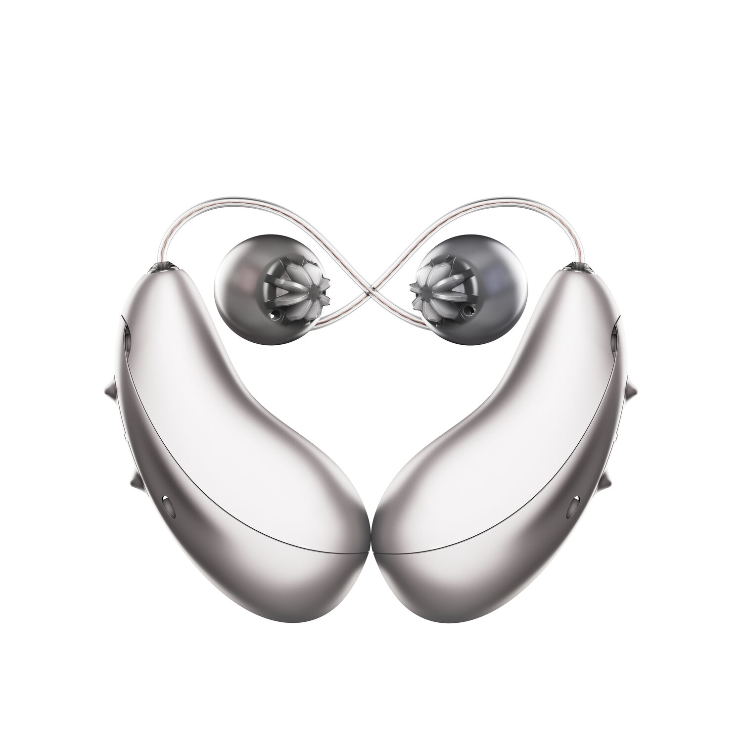 Unitron Moxi S-RX rechargeable receiver-in-canal hearing aids, pair in Pewter