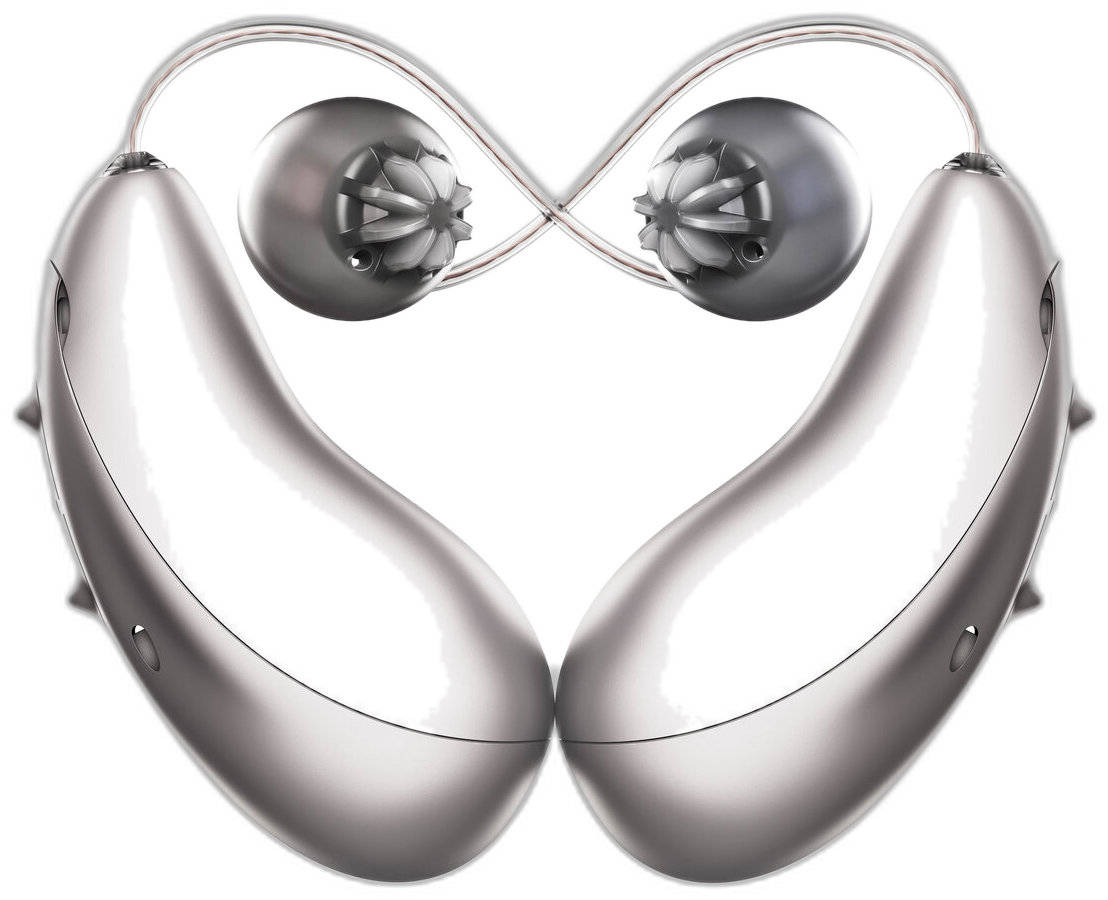 Unitron Moxi S-RX rechargeable receiver-in-canal hearing aids, pair in Pewter