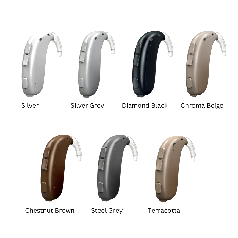 Oticon Xceed power BTE colour range