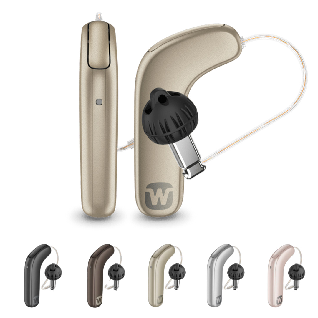 Widex SmartRIC, L-shaped design, colour range